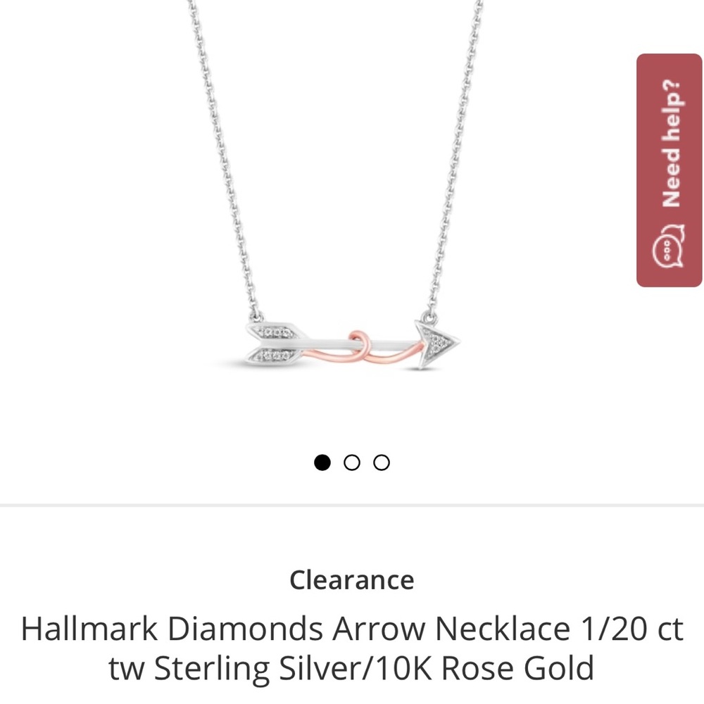 Hallmark Diamonds Arrow Necklace 1/20 ct tw Sterling Silver/10K Rose Gold